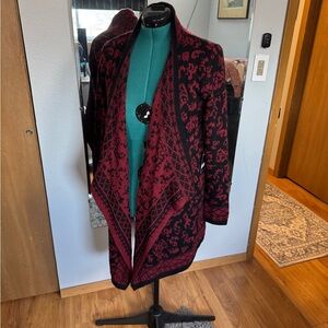 NWT Lucky Brand Cardigan Sweater in Red and Black, size Large.